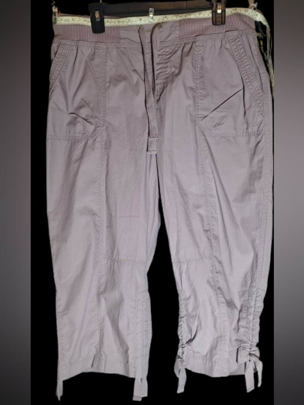 Calvin Klein Dusty Mauve Drawstring Cargo Capris Womens Size Large Extra Roomy